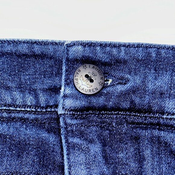 Lauren Ralph Lauren Denim Skirt 10 Y2K Quiet Luxury Preppy Dark Wash Cotton - Picture 4 of 6